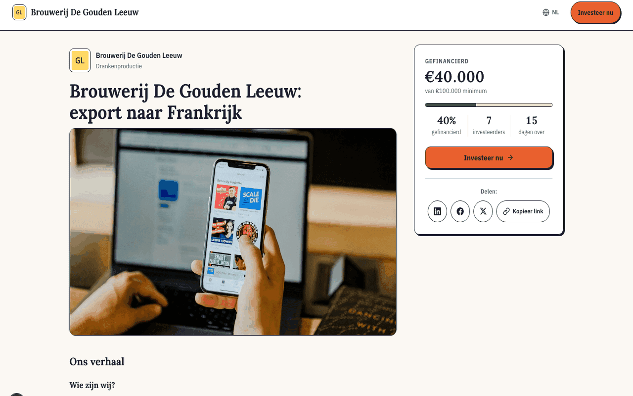 Voorbeeld van een campagnepagina